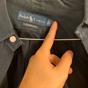 Ralph Lauren soft black navy large button shirt
